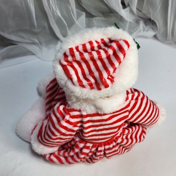 Hobby Lobby Christmas Bear Red White Stripe Dress Soft Stuffed Plush Animal 13" - Picture 8 of 9